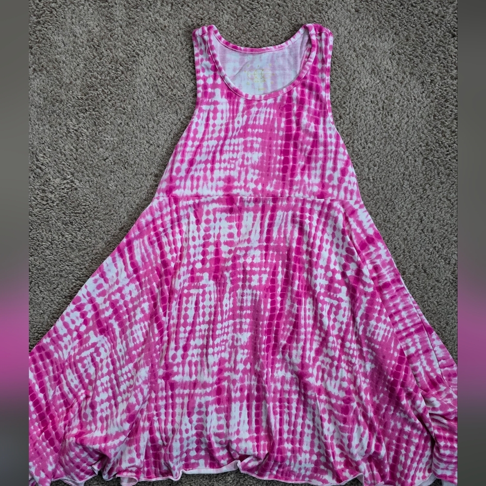 EGG New York Pink Tie-Dye Sleeveless Twirl Dress Summer Girls sz 7 Boho Beach